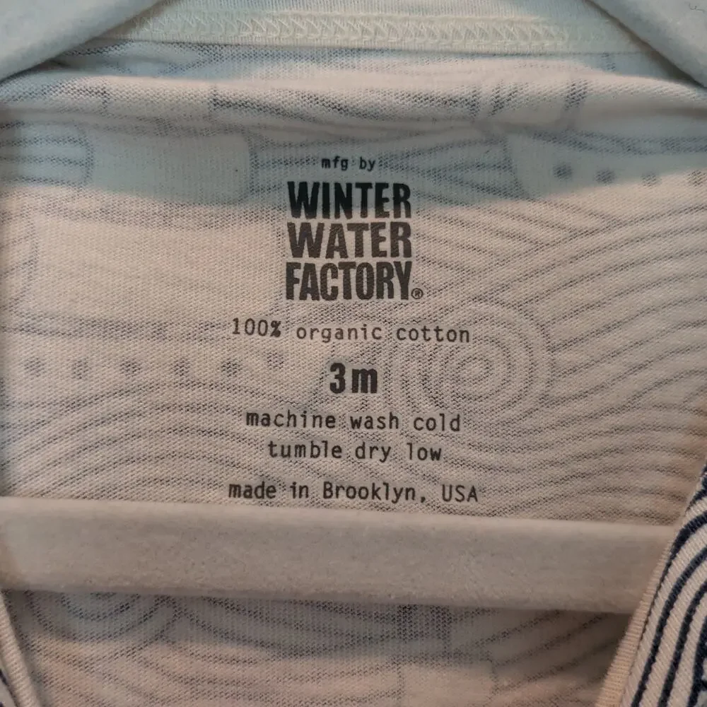 Winter Water Factory Sz 3 Mos Navy Blue Sailboat Romper One Piece Organic Cotton